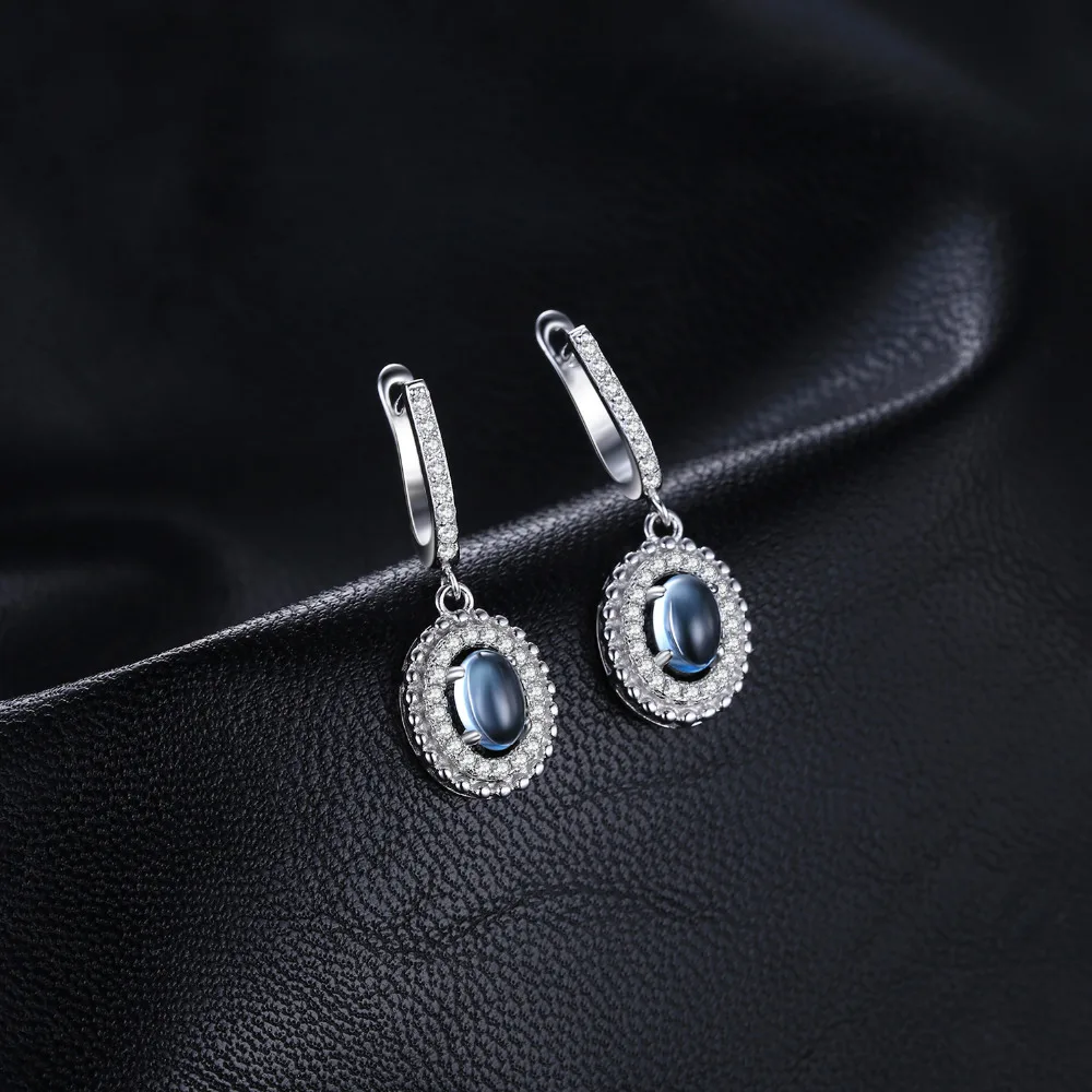 JewelryPalace Роскошные 1.3ct Подлинная кабошон голубой топаз Длинные Висячие серьги для