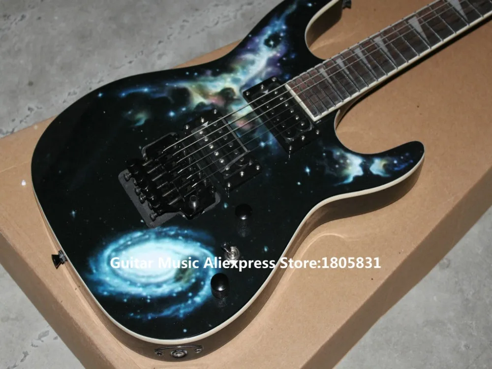 Оптовая продажа гитары черная электрическая гитара 24 лада высокого качества OEM