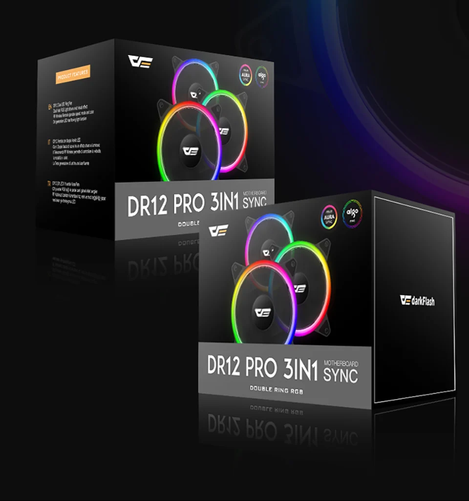 Darkflash dr12-pro 3 P-5 v AURA SYNC компьютер ПК охлаждающий вентилятор RGB Регулировка 120 мм тихий+ ИК пульт дистанционного управления компьютер кулер Корпус Вентилятор компьютер
