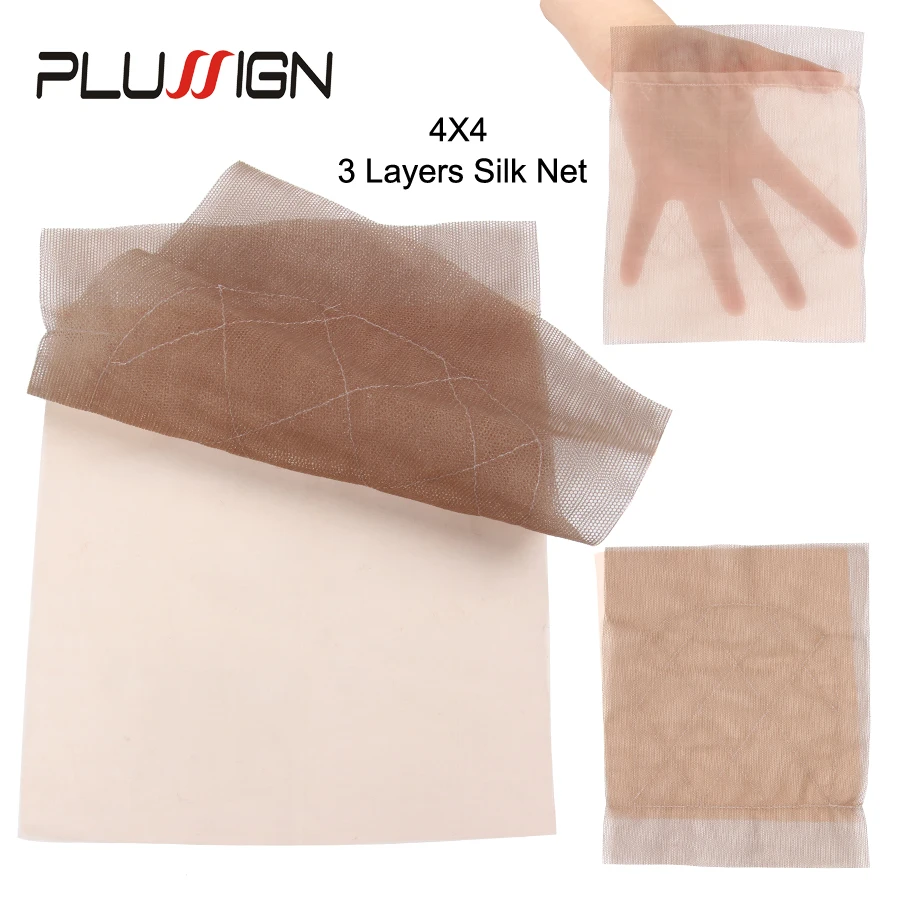 Plussign 1-2 шт. Топ шелковая основа Материал, кружевная сеточка, для производства париков 4x4 13x4 Фронтальная застежка чистые волосы weaviing Москитная сетка для Для женщин и девочек