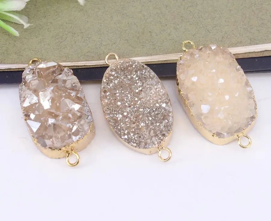 5 шт. кварцевый соединитель Шарм Шампань Титан Кварц бусины золотой металл