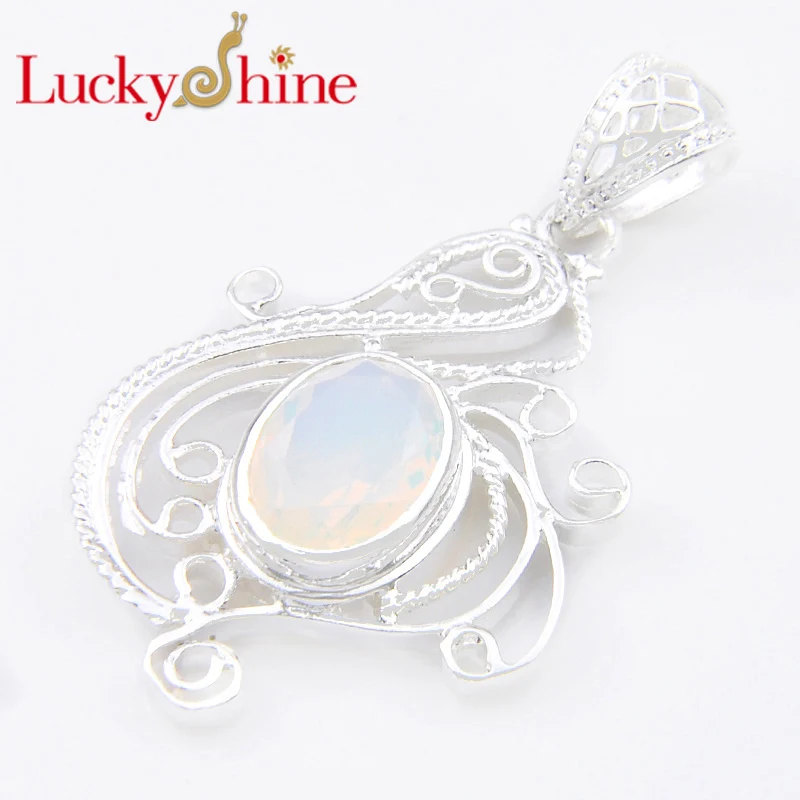 Luckyshine pormotione Овальный своих белый камень кубического циркония посеребренные