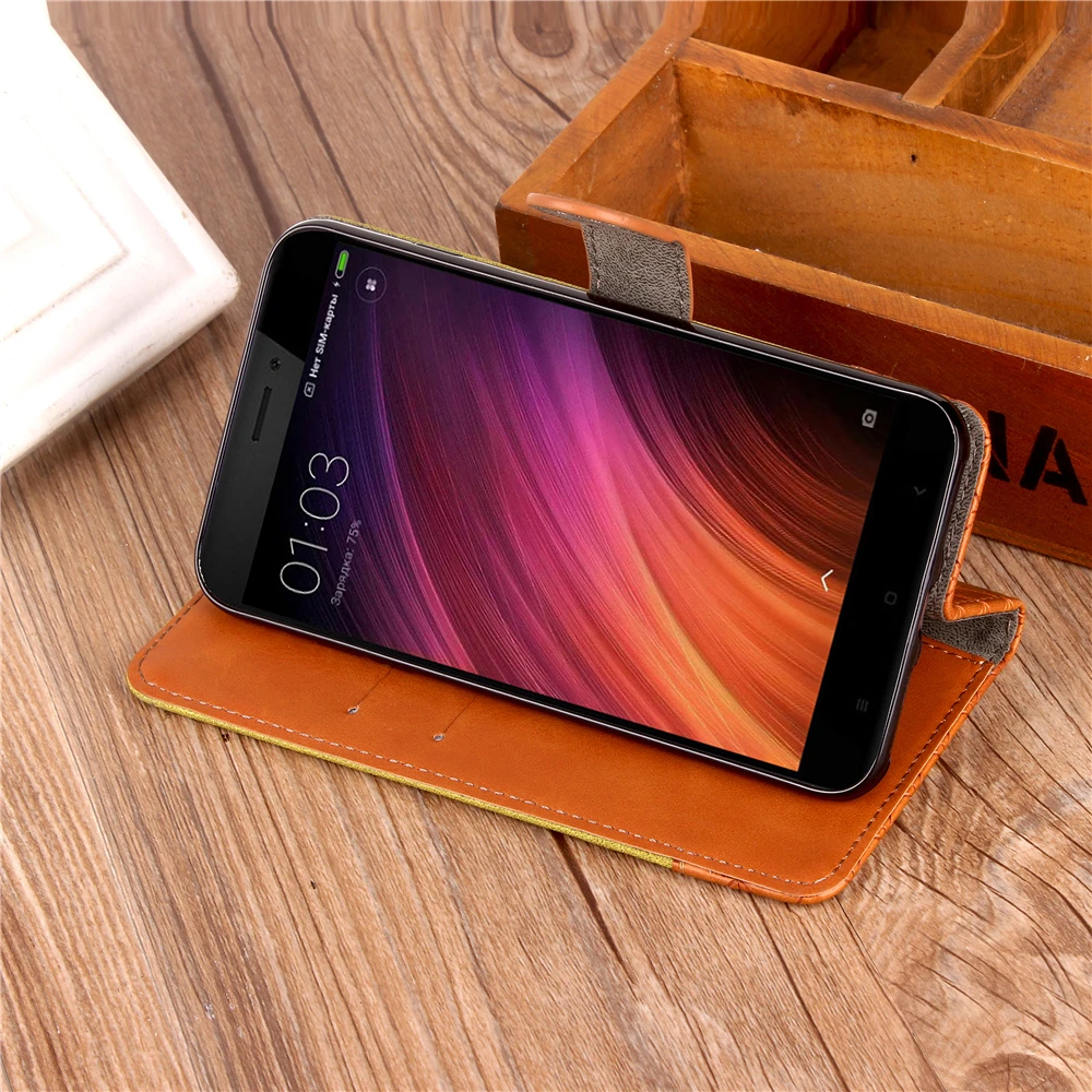 Для Xiaomi Redmi 4x флип чехол Женские Кошельки кожаный Ассорти Цвета деним узор полный