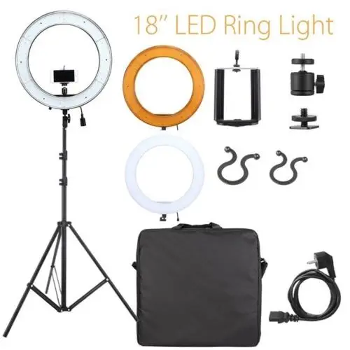 

Camera Photo Studio Phone Video 18inch 55W 240PCS LED Ring Light 5500K Photography Dimmable Ring Lamp With 200CM Tripod