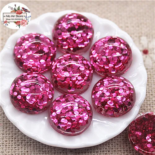 hot pink 50pcs 50 шт. 12 мм разноцветные блестящие круглые пуговицы для дома и сада, кабошон, аксессуары для скрапбукинга - Цвет: hot pink 50pcs