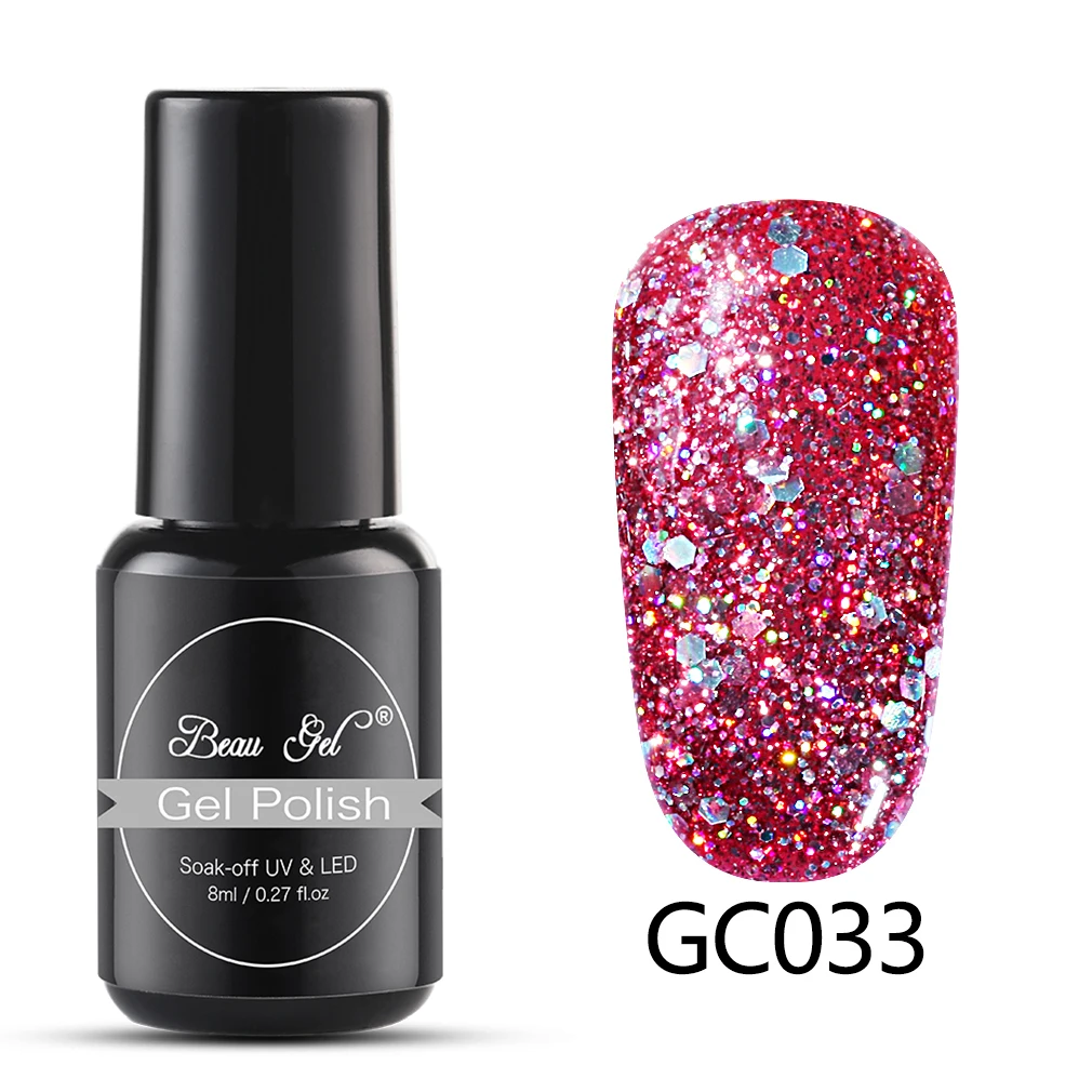 GC033 Beau гель 8 мл Bling Блестящий Гель-лак для ногтей замачиваемый УФ светодиодный блестящий гель с блестками маникюрный лак Полупостоянный Алмазный Гель-лак - Цвет: GC033