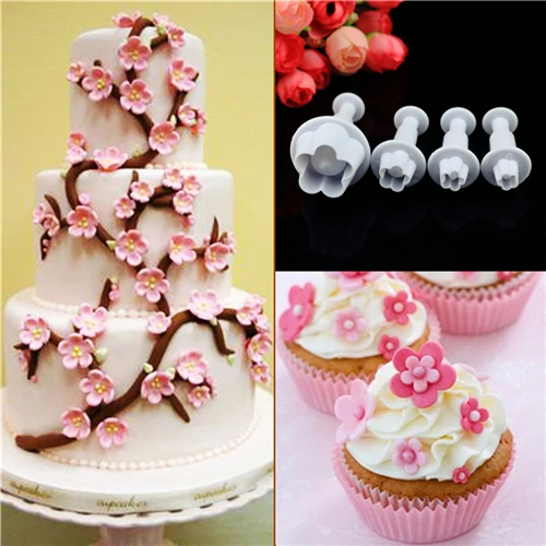 4 шт./компл. Пластик сливы Весна умирает сахарные пирожные печеный посуды