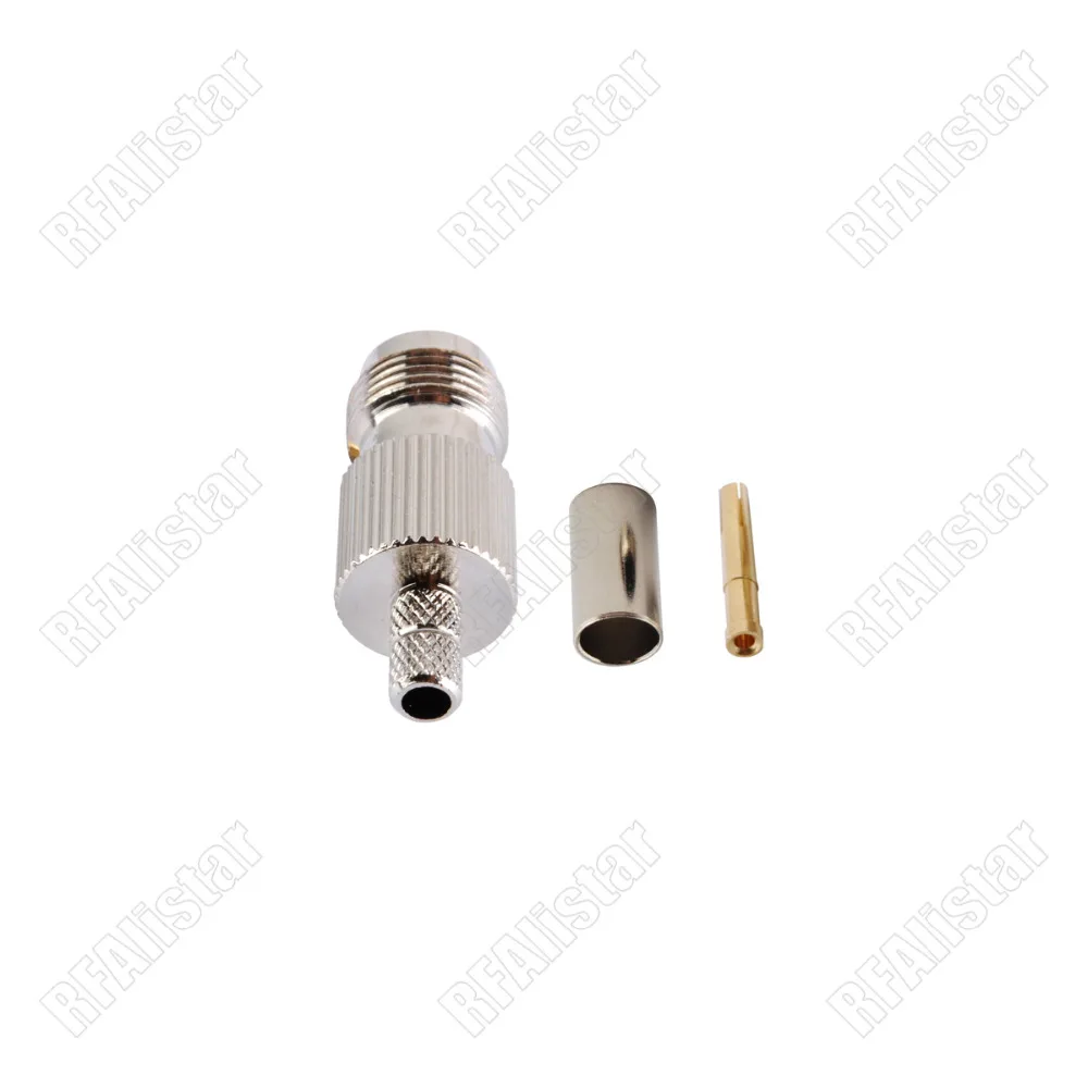 50 шт. TNC обжимной разъем Женский RF прямой для LMR195 RG58 RG400 RG142 коаксиальный кабель