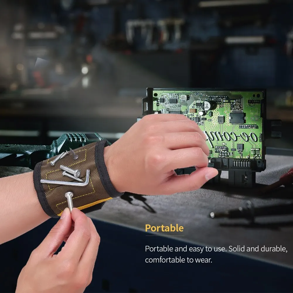 Magnetic Wristband Small Parts Adsorption Tool Bag Electrician Wrist Belt Screws Nails Drill Bits Holder Tools organizer | Инструменты