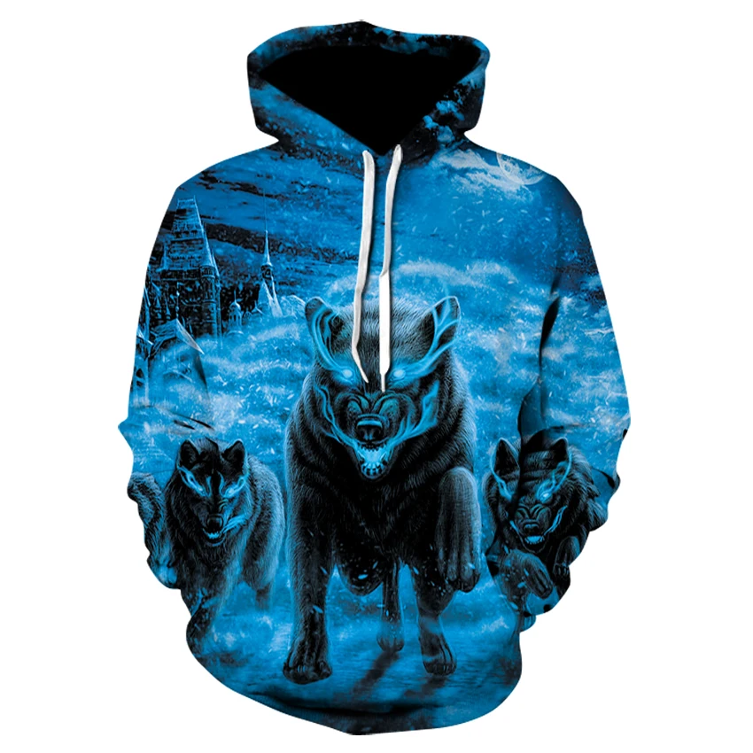 

2019 brand new fashion animal 3D printed hoodie, men and women personalized design sweatshirt snow Wolf hoodie free shipping