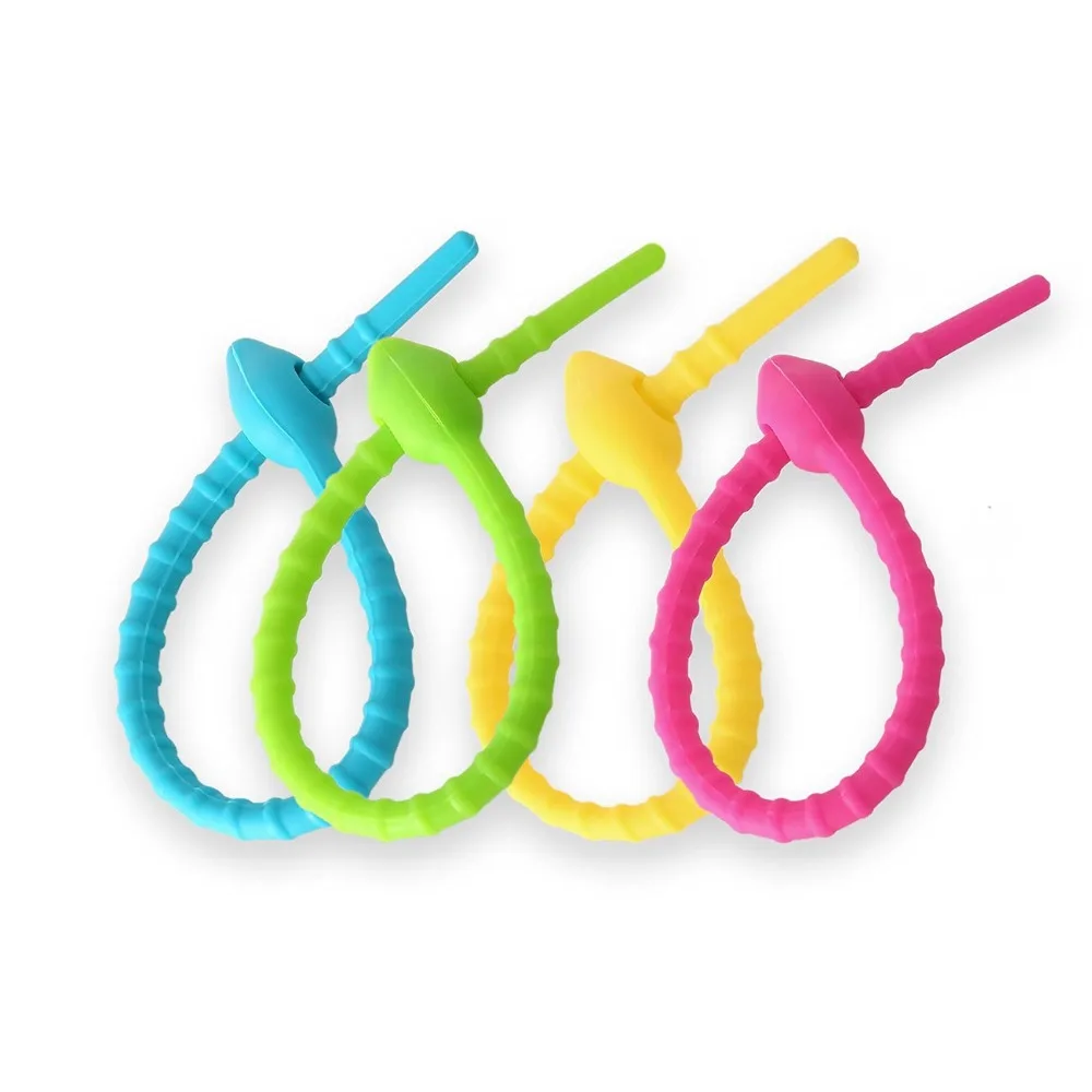 20 шт Красочные Универсальные силиконовые галстуки многофункциональные