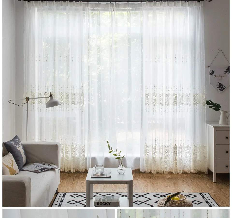 MAKEHOME, Высококачественная Белая Вышитая Цветочная тюль, занавески, европейский стиль, вуаль, тюль, отвесный, для спальни, гостиной, домашнего декора