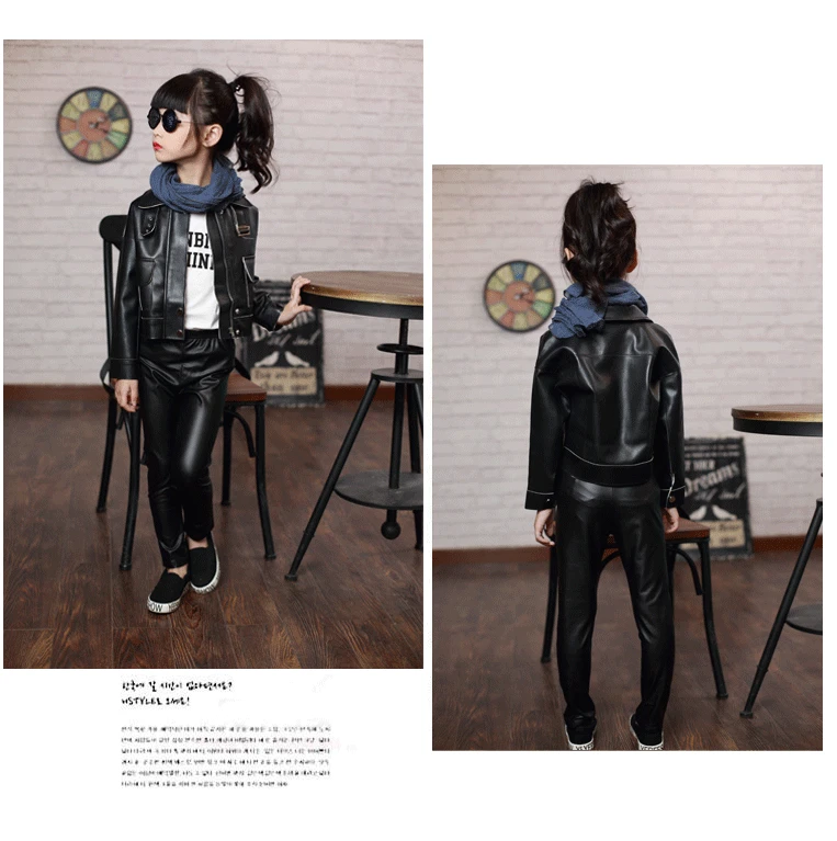 Простые леггинсы для отдыха маленьких девочек универсальные кожаные брюки