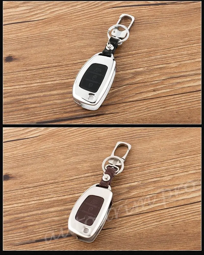 Key Case Holder Bag Box Fob Shell Cover Chain King 3 Button Parts Trim Fit For Hyundai ix35 ix45 i40 ix25 Mistra Verna Accessory |