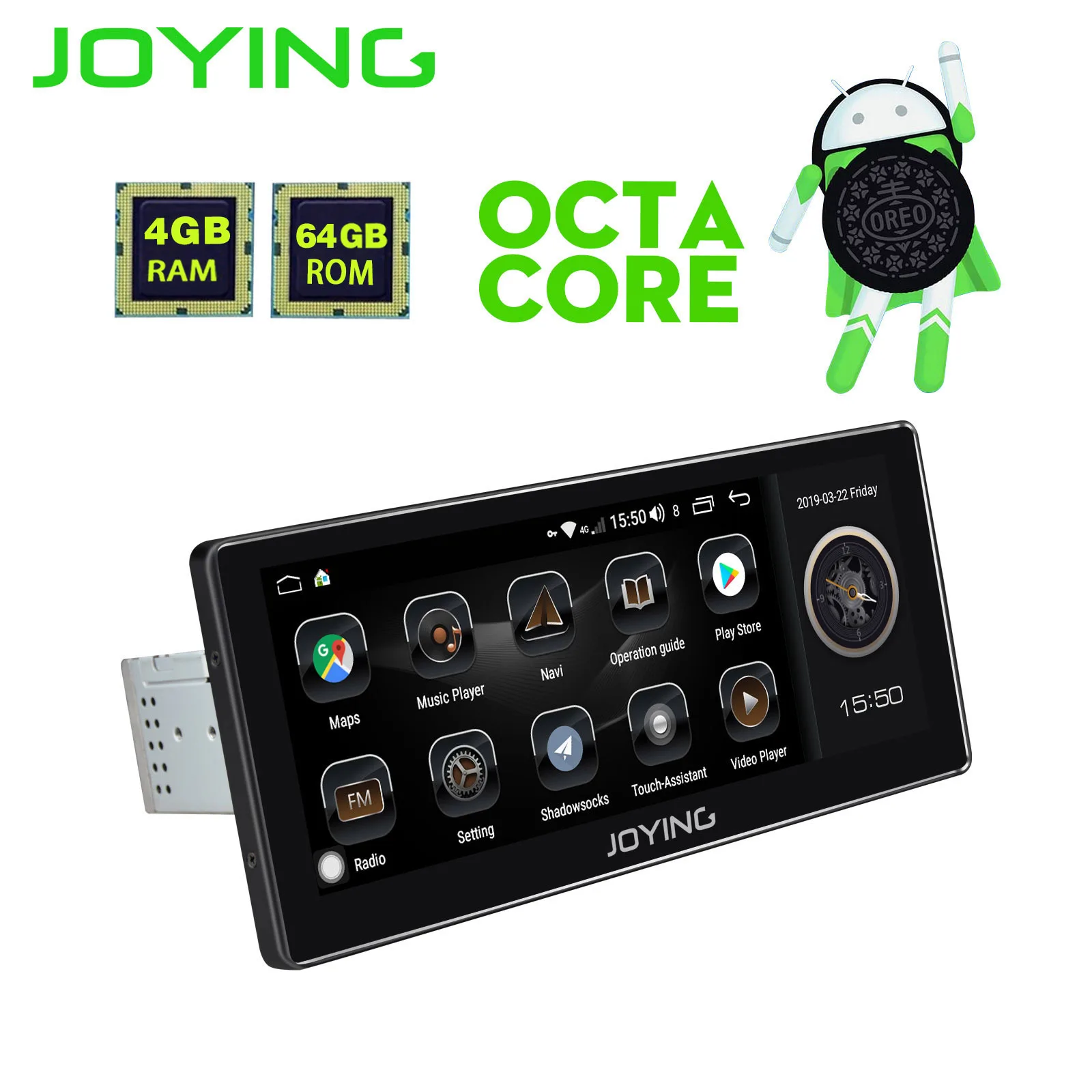 Радуясь Android 8,1 one din 10,25 дюймов IPS1280* 480 экран 4 Гб+ 64 Гб Восьмиядерный универсальное головное устройство Авторадио gps поддержка 4G wifi BT