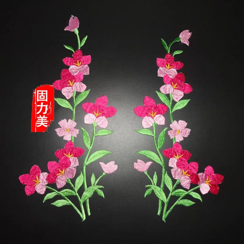 7pair Pink purple Rose Blue Yellow Red Daffodil Narcissus Embroidery Motif Lace Applique Trim Decoration iron on patch | Дом и сад