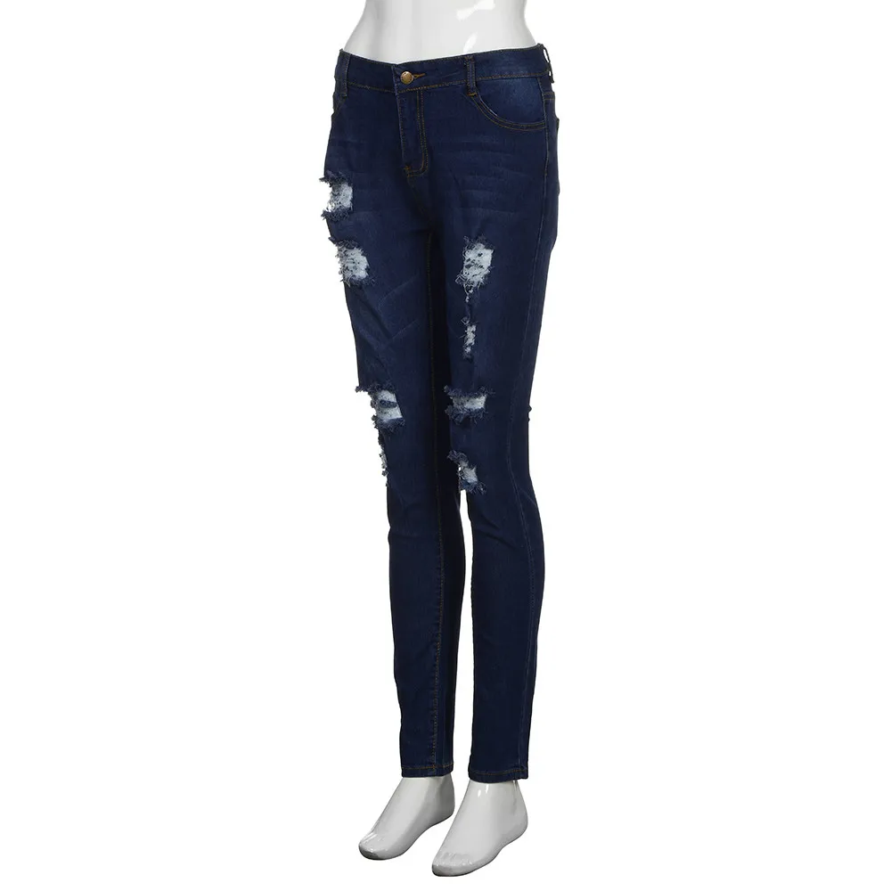 

Women Jeans Skinny Ripped Holes Pants High Waist Stretch Slim Pencil Trousers Jeans Plus Size