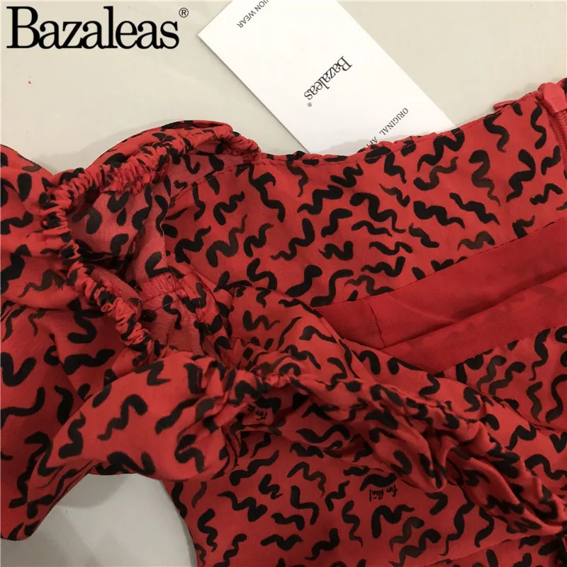 Bazaleas регулируемый галстук-веревка на плечо vestido красное летнее платье молнии