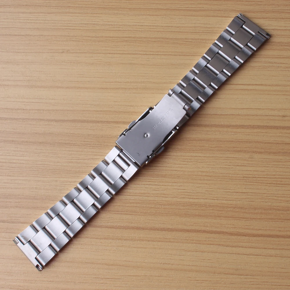 

Safety buckles deployment Watchbands Stainless Steel Bracelet For Samsung S2 S3 Classic Silver watchbands matte metal solid link