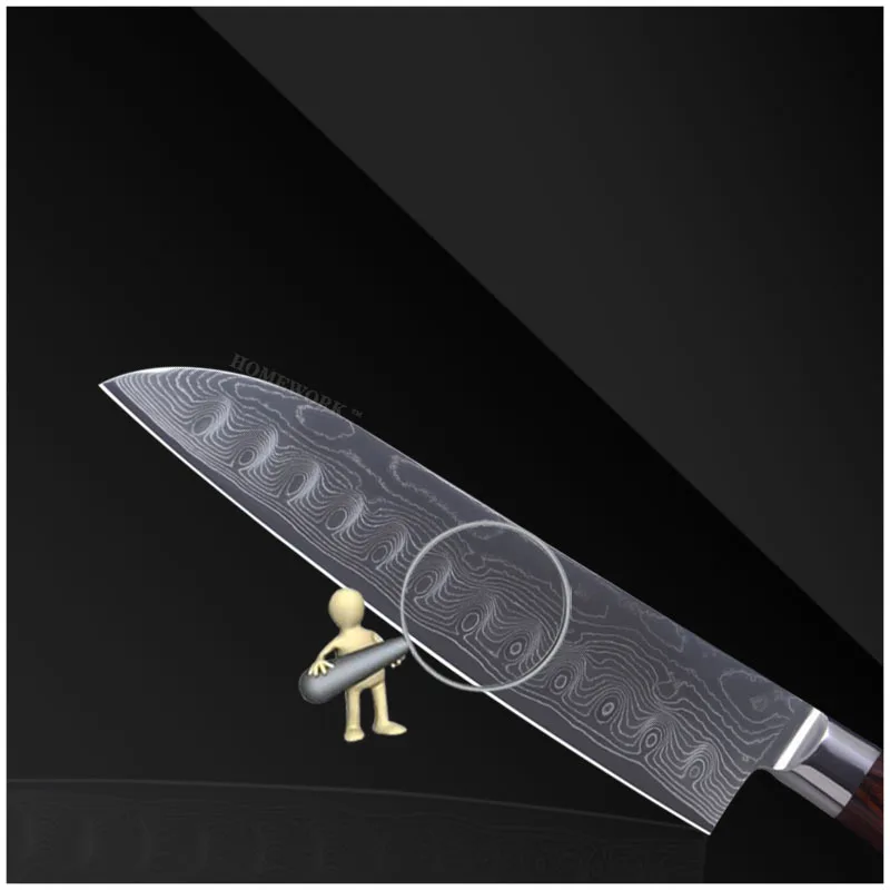 Горячие продажи Дамаск ножей 7 дюймов нож santoku 71 слоев из дамасской стали кухонные