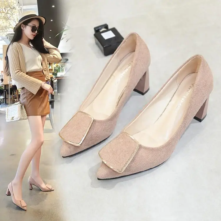 Женские замшевые туфли на высоком каблуке с острым носком Zapatos De Mujer туфли-лодочки
