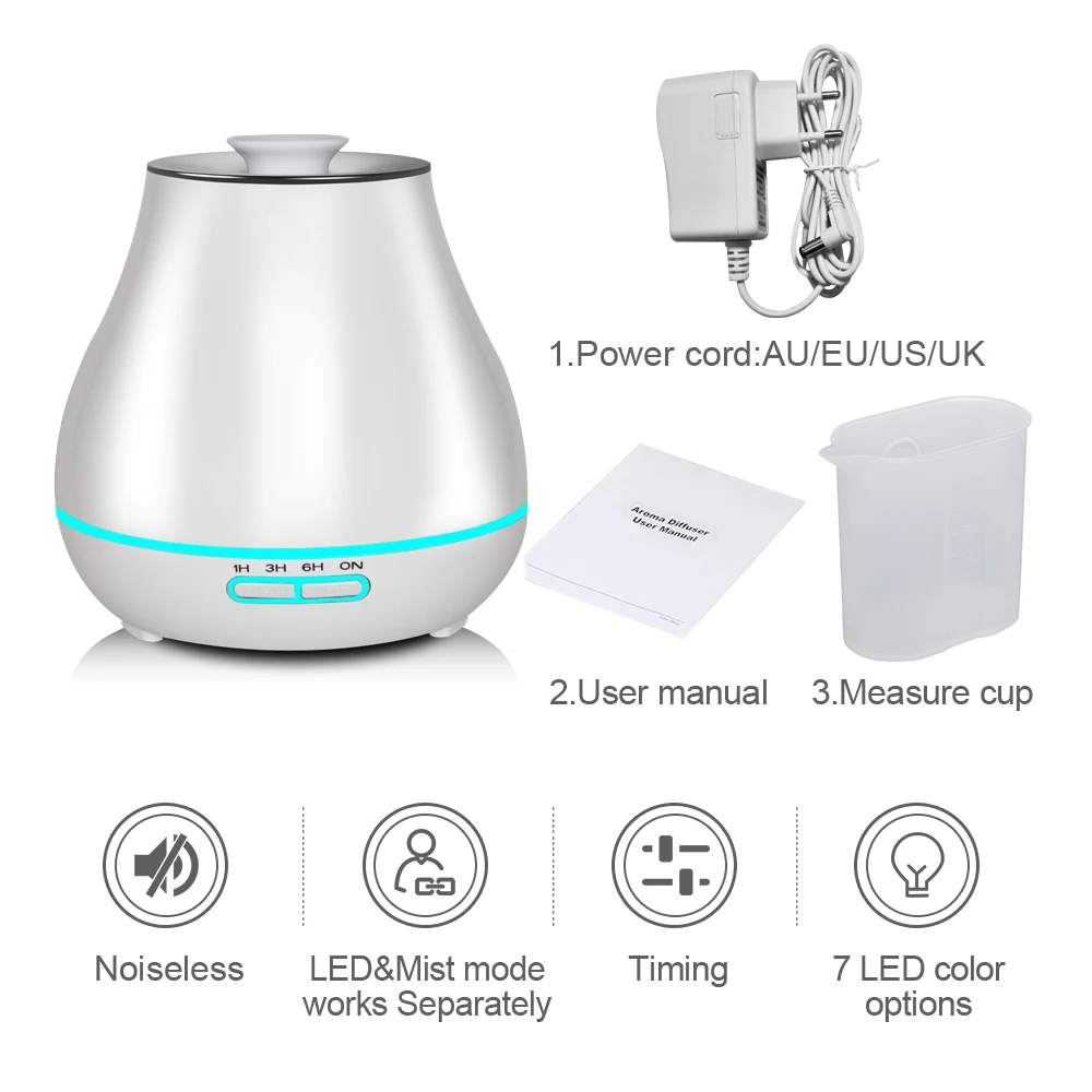 

400ml Aroma Essential Oil Diffuser Ultrasonic Air Humidifier with Wood Grain electric LED Lights aroma diffuser for home