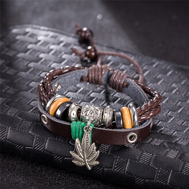 Панк коричневый Браслеты для Для женщин мужчин браслет женский Пояса из