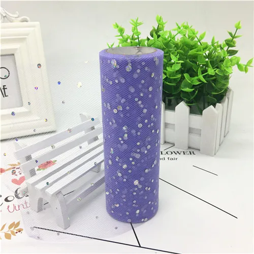 25-light purple 15 см(9,2 м/рулон) тюль рулон ткани блестки Свадьба Сад Вечеринка юбка-пачка стол стул DIY украшения детский душ - Цвет: 25-light purple