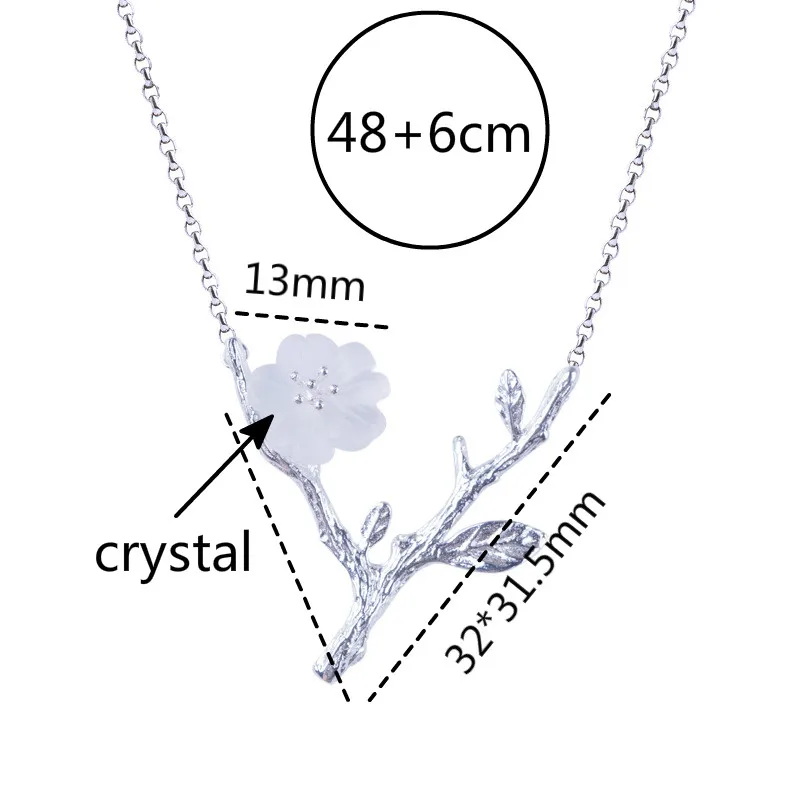

Flyleaf 100% 925 Sterling Silver Crystal Branch Plum Blossom Necklaces & Pendants For Women Chinese Style Elegant Lady Jewelry