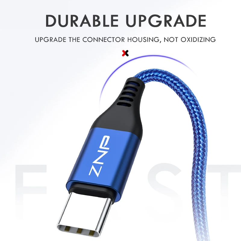 ZNP 3A usb type C кабель для samsung Xiaomi Redmi Note 7 K20 Oneplus 7 Pro Быстрая зарядка USB C зарядное устройство кабель usbc для мобильного телефона
