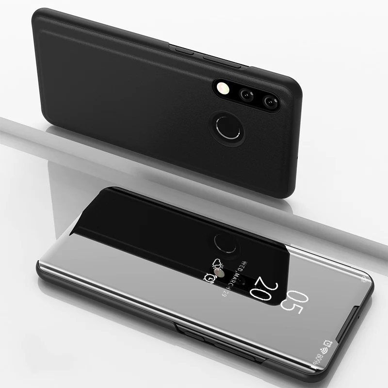 Black Зеркальный кожаный чехол-подставка для huawei P30 P20 P8 Lite Pro Honor 8X8 8A 10 Lite Nova 4 3 3i 3 2i P Smart Coque - Цвет: Black