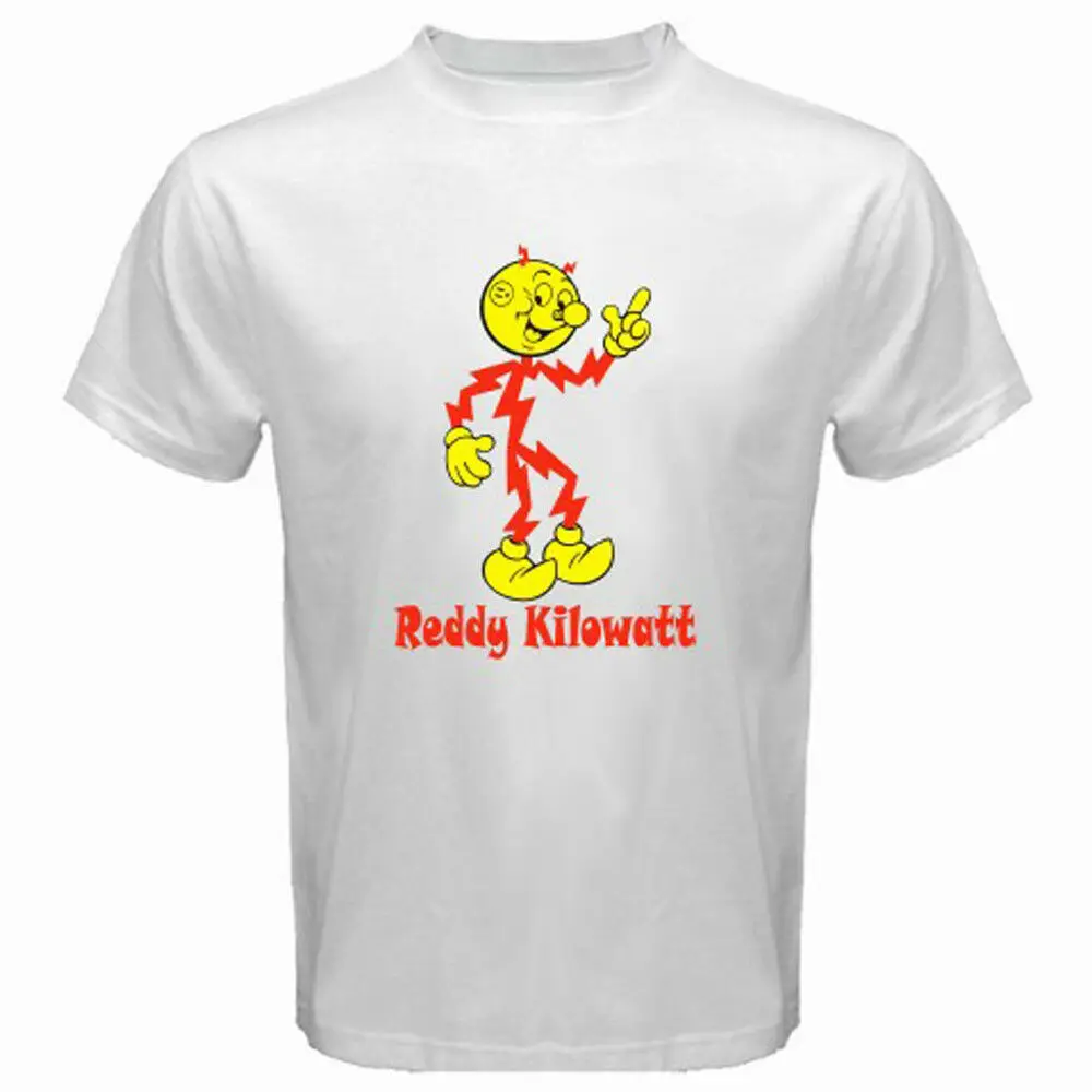 Новая мужская белая футболка Reddy Kilowatt с электрическим слугой размер S M L XL 2XL 3XL