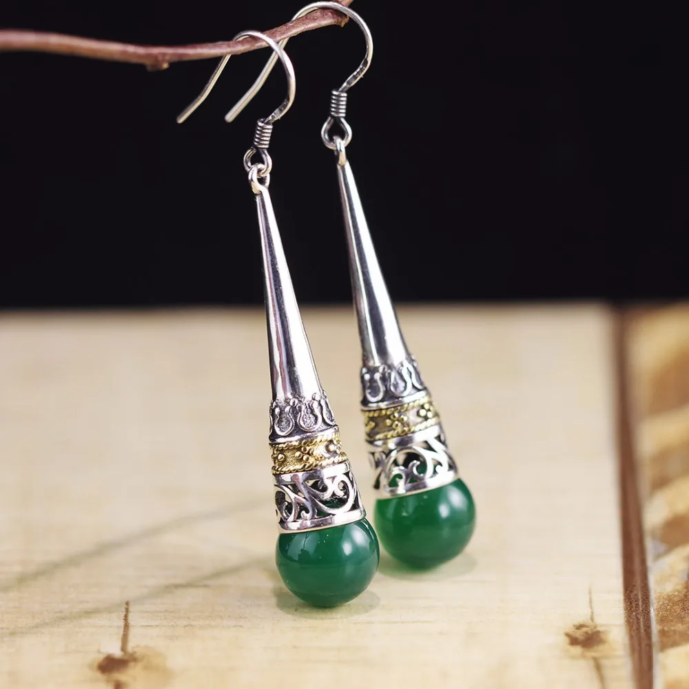 L & P Винтажные серьги Gemst2018 тайские 925 серебряные гранат свадебные капли пробы