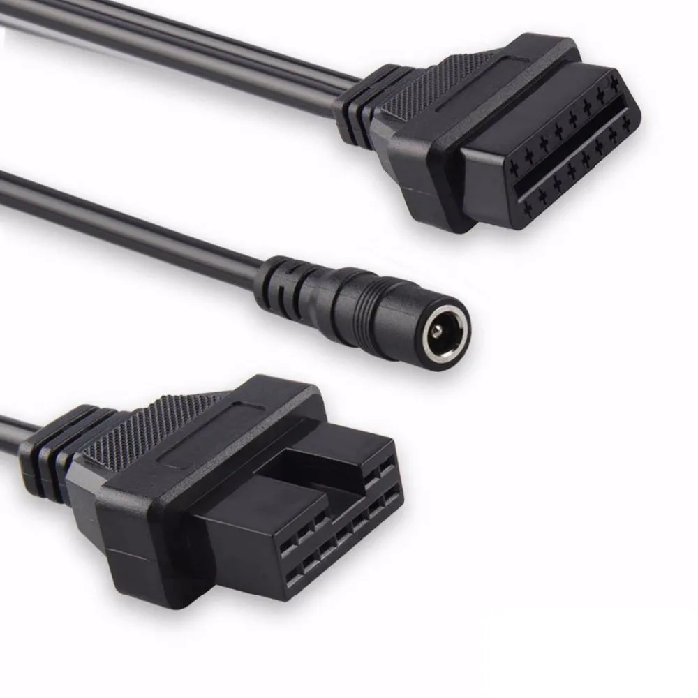 Оптовая цена! 30 шт./лот OBDII адаптер преобразователя для Mitsubishi 12Pin Male + DC Plug to 16Pin Female