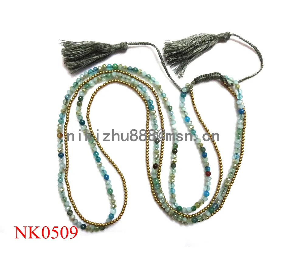 Модные ювелирные изделия многослойное ожерелье камень с кисточкой длинное из