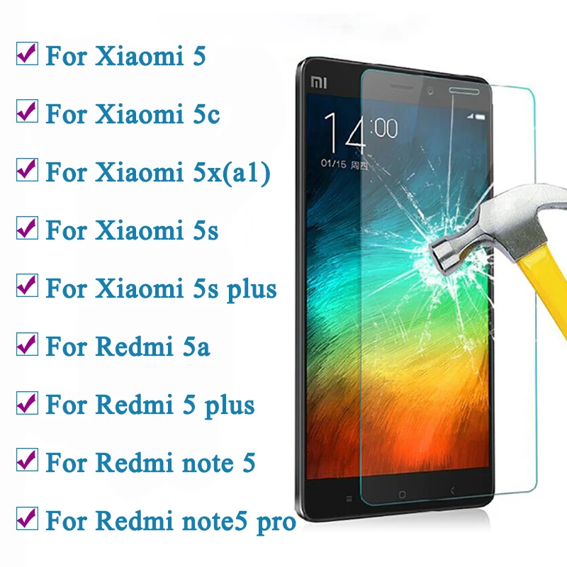 Защитное стекло для xiaomi redmi note 5 на plus 5A redni Mi A1 5X 5C 5S Plus Xiomi siaomi A1|Защитные стёкла и