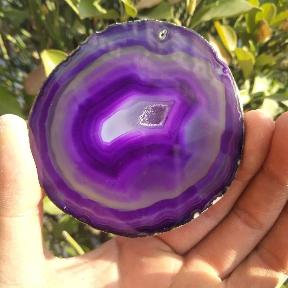 

1PCS Natural agate piece cup mat polished purple agate piece for home decoration