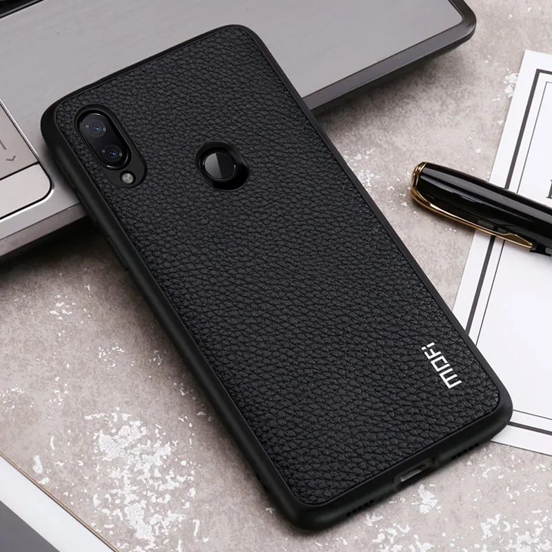 Black Для Xiaomi Redmi Note 7 Pro чехол Mofi для Xiaomi Redmi Note 7 Чехол кожаный задняя крышка бизнес Redmi 7 чехол Примечание 7 Pro крышка - Цвет: Black