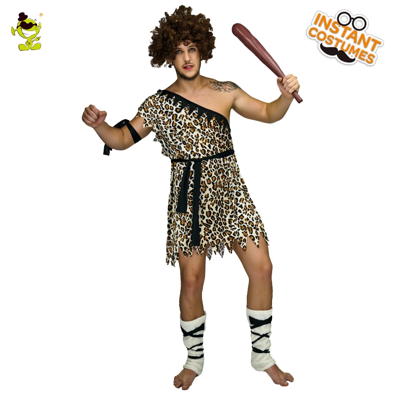 

Adult Men Caveman Costume Carnival Party Cosplay Halloween Clothes Performance Caveman Costumes