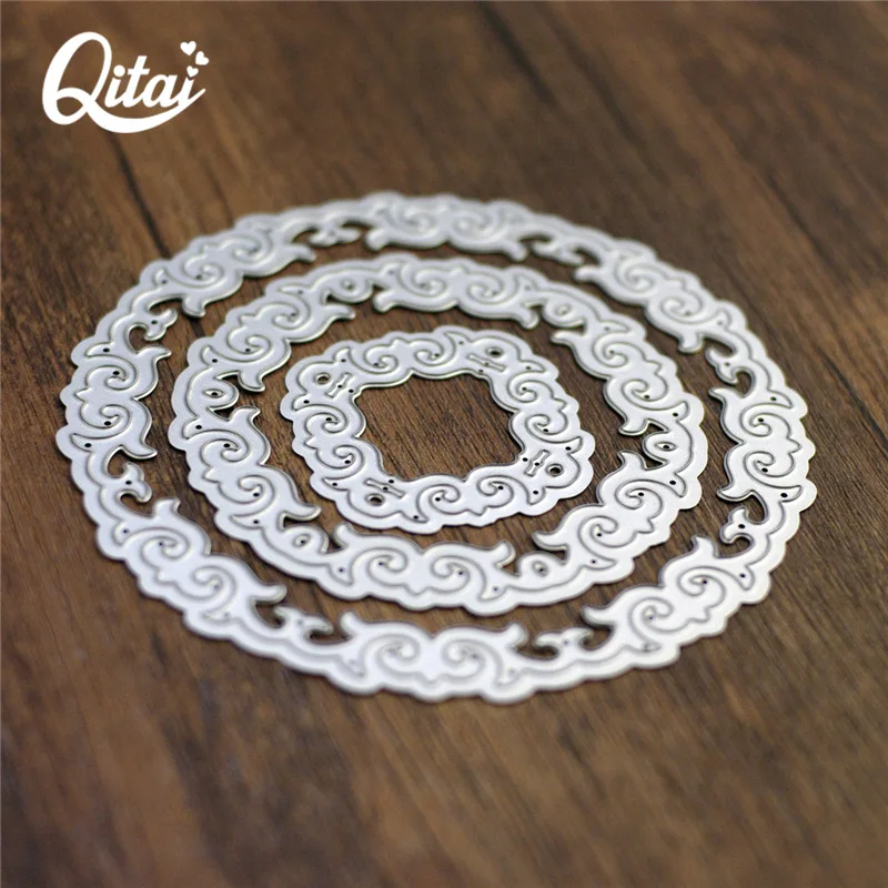 QITAI 3 шт. Металлические Круглые режущие штампы для скрапбукинга фотоальбома DIY