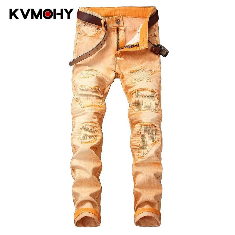 

Hip Hop Jeans Men Camouflage Orange Jeans Trousers Male Camo Cool Fashion Slim Army Denim Pants Ripped Pantalon Homme Jean