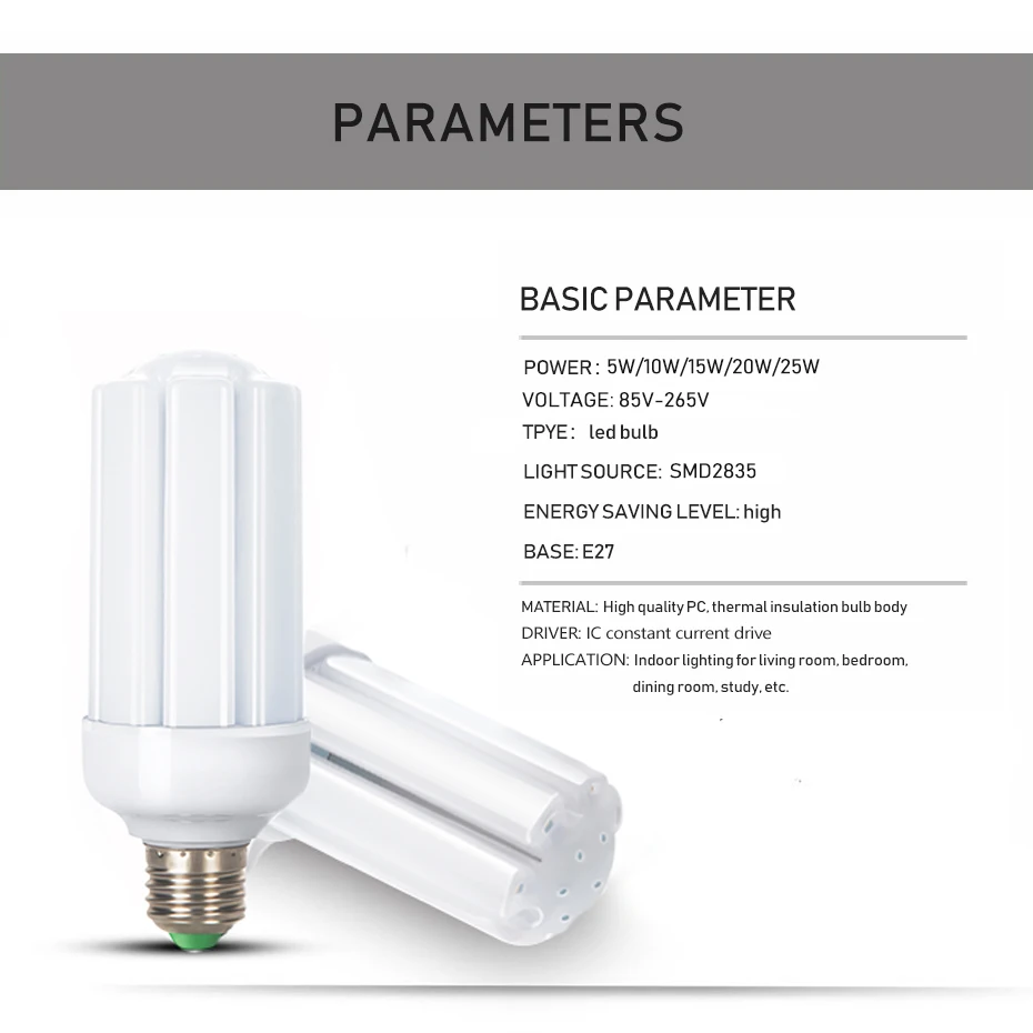 Без мерцания E27 Светодиодный светильник 85 V-265 V SMD2835 лампа 5W 10W 15W 20W 25W люстра Свеча светодиодный светильник для украшения дома ампула