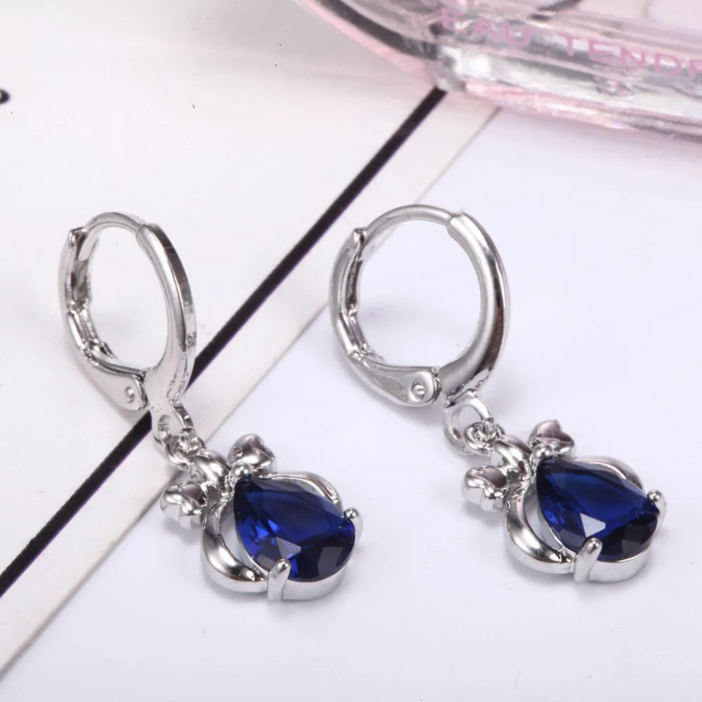 Капли воды банты яркий Кристалл Циркон Женские Висячие серьги праздничные