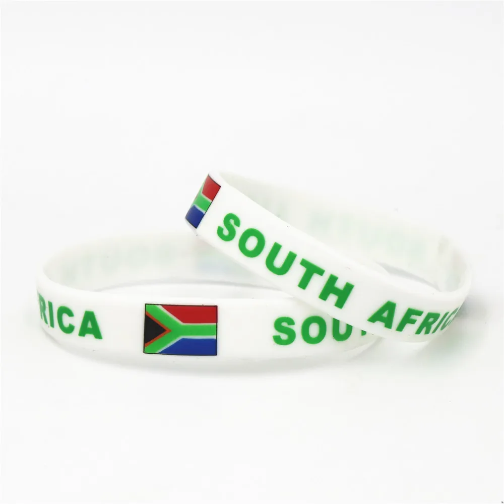 

1PC Football Sports Silicone Wristband White Green Soccer Sports South Africa National Flag Jack Rubber Bracelets&Bangles SH238