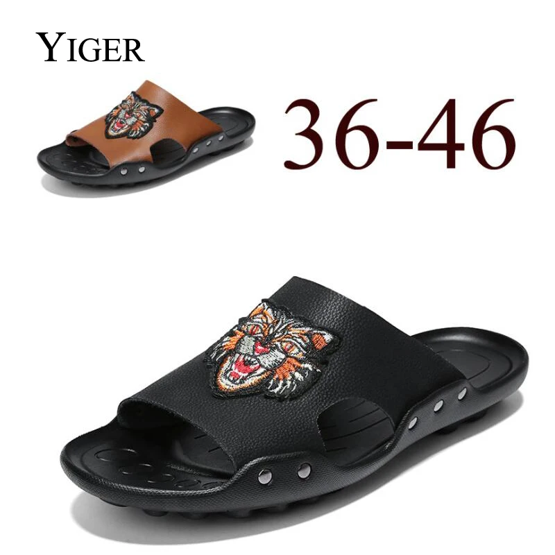 YIGER новинка Мужская обувь для пляжа Нескользящие повседневные Тапочки ванной из