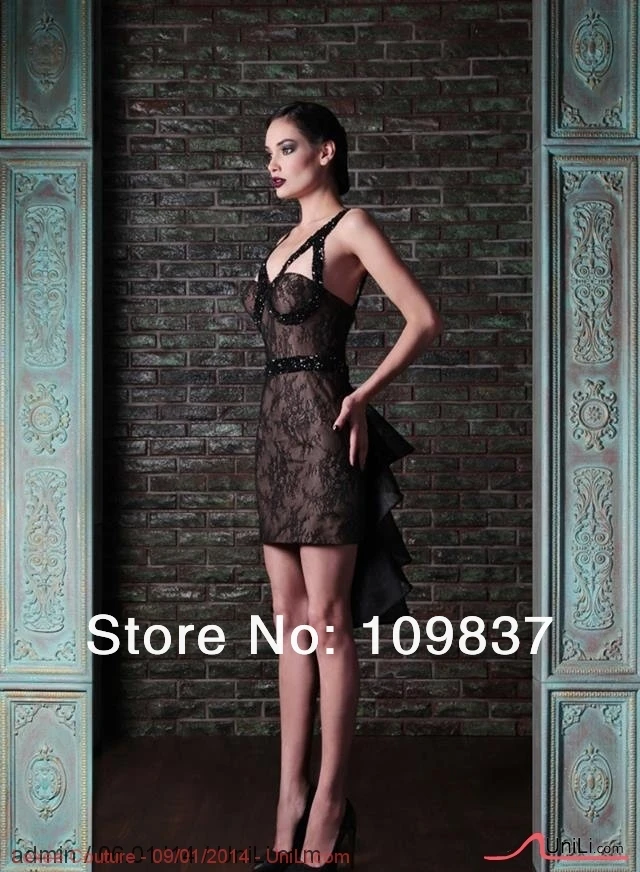 2014 Black Sweetheart Jewel Beaded Short Sexy Ladies Lace Prom Dress | Свадьбы и торжества