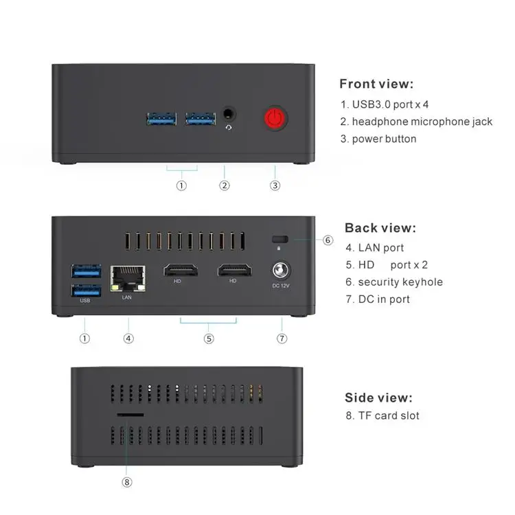 AP35 мини-ПК J3355 Win 10 ram 4GB rom 64GB In Apollo Lake Intel 2 4G/5 GHz WiFi 1000M USB Smart tv Box медиаплеер |