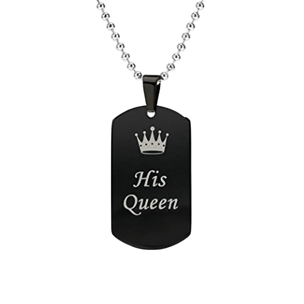 Король Queen ювелирное изделие для пары Корона Dog Tag король/Queen с надписью забавными