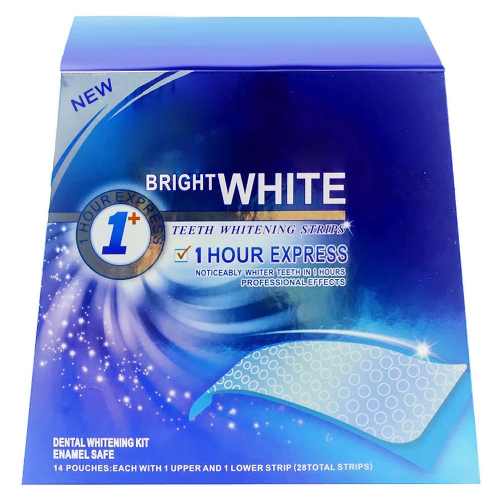 С Коробкой Отбеливание Зубов Полоски 28 Белые полоски (14 Мешочки) 1 Час Экспресс
