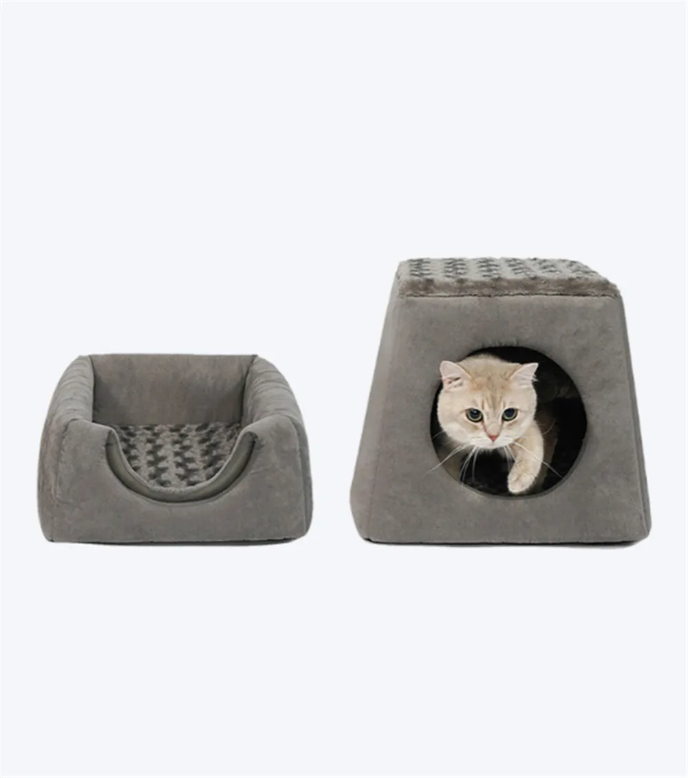 

Pet Cat Igloo Bed Small Dog Soft Bed Met House Dual Purpose Covered
